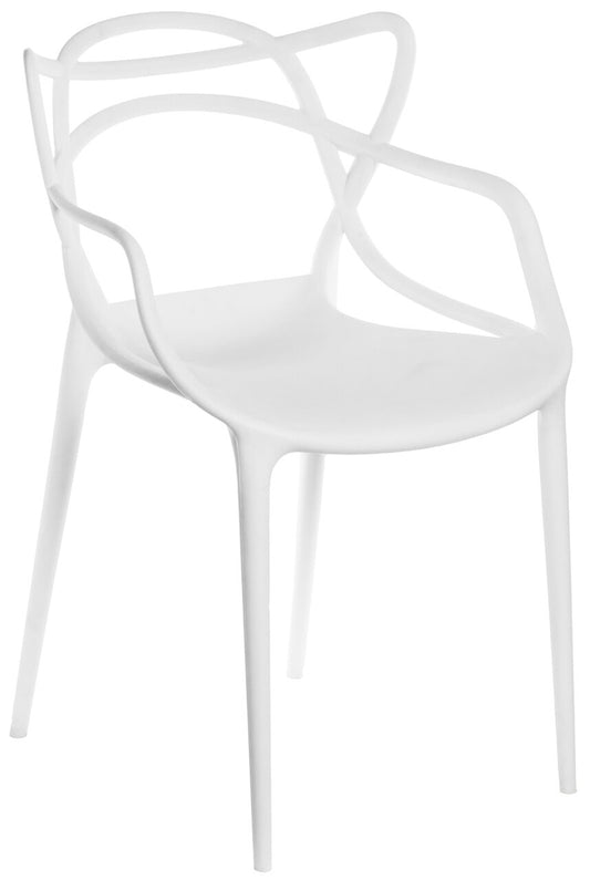Mid-Century Modern Style Stackable Plastic Molded Arm Chair with Entangled Open Back