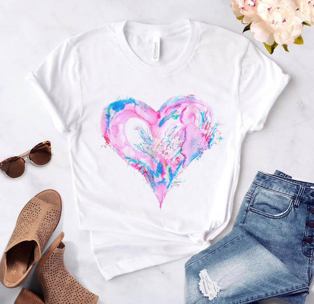 Valentine'S Day T-Shirt Short Sleeve Flowers
