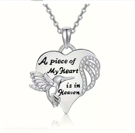 Hummingbird Diamond-Encrusted Heart Necklace