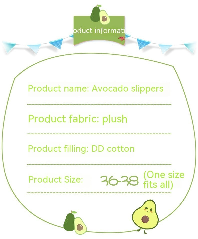 Cartoon Avocado Slippers