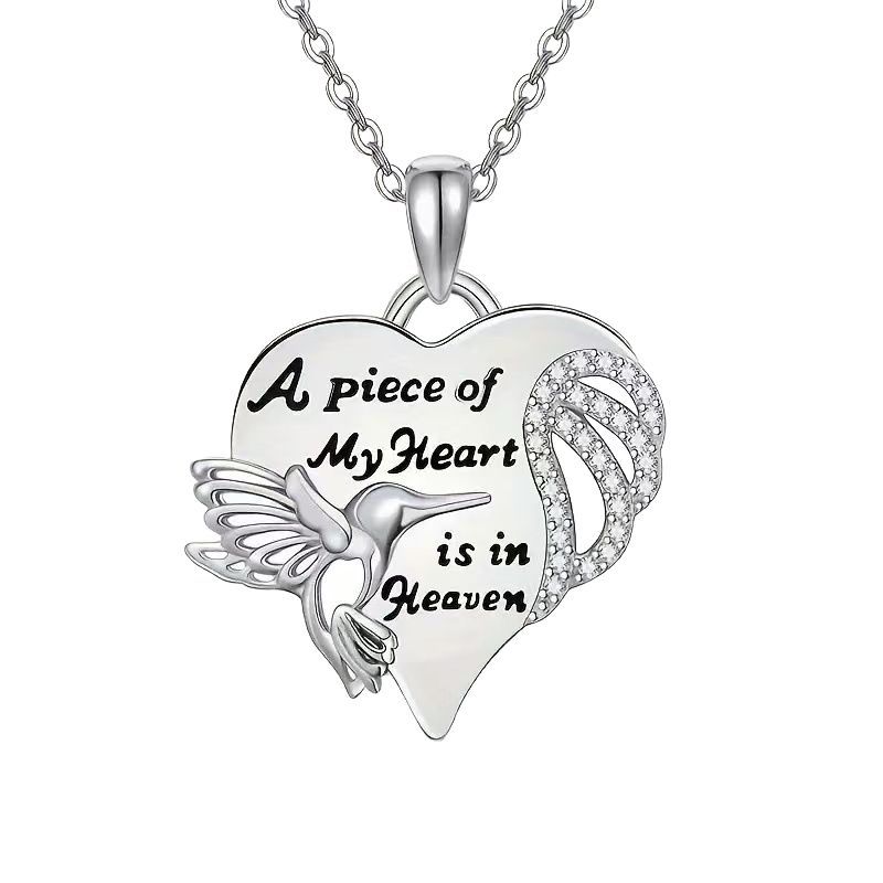 Hummingbird Diamond-Encrusted Heart Necklace