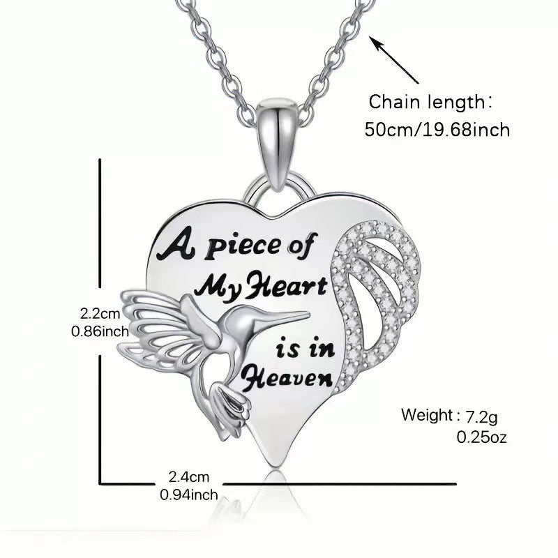 Hummingbird Diamond-Encrusted Heart Necklace