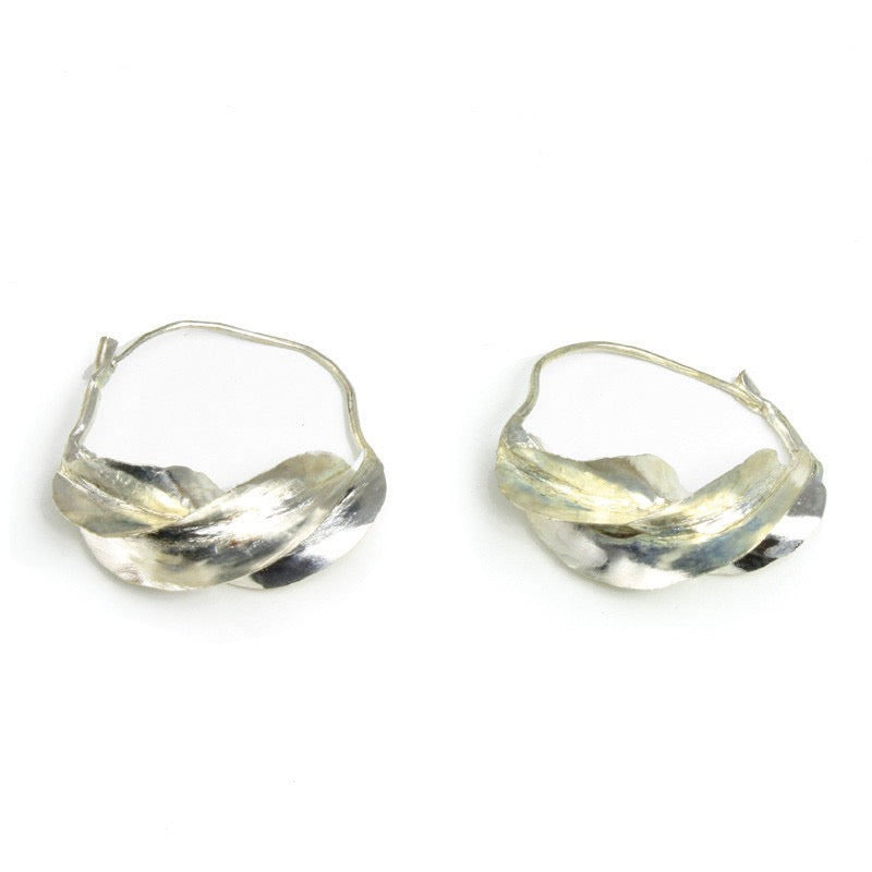 Large Fula Silver Twist Earrings - 1½"