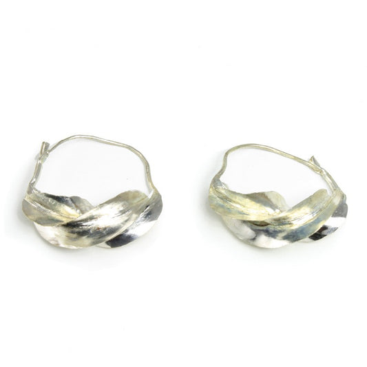 Large Fula Silver Twist Earrings - 1½"