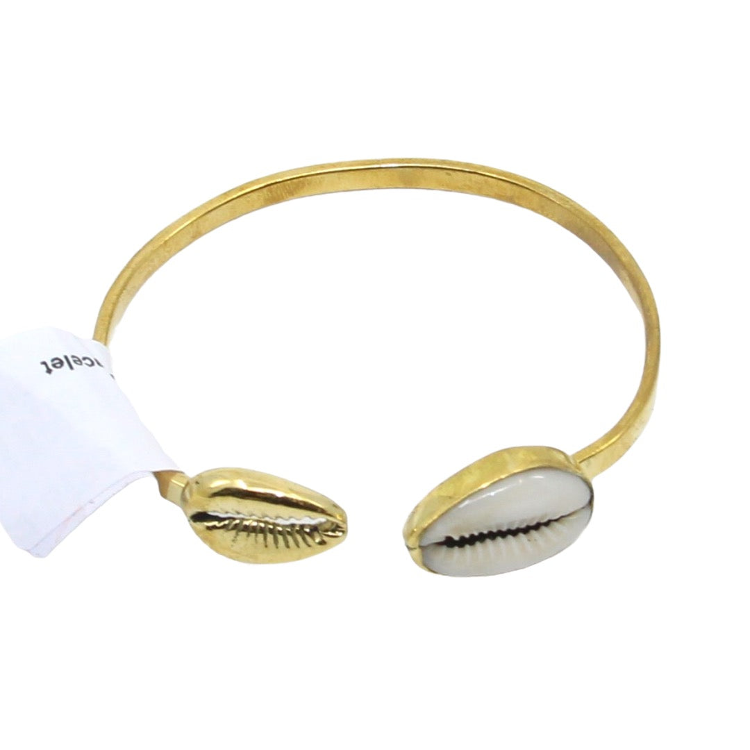 Solid Brass Cowrie Shell Bracelet