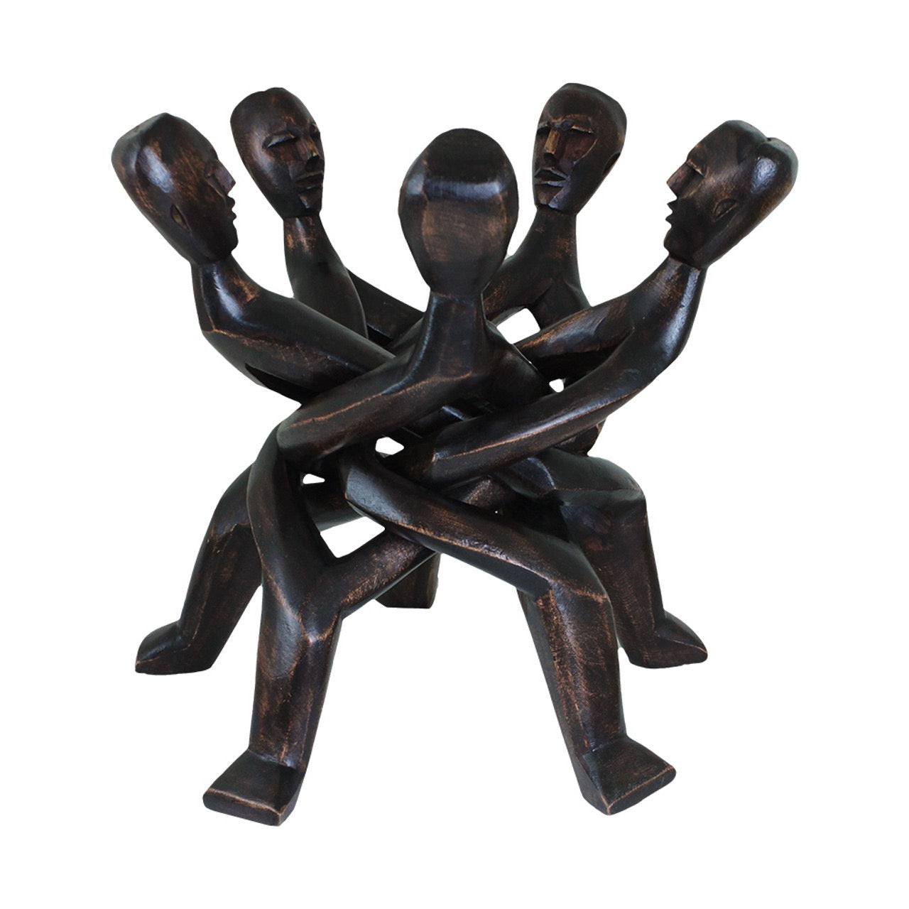 Five Headed Unity Carving: Dark Brown