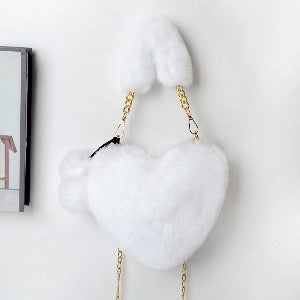 Heart-Shaped Faux Fur Bag