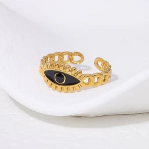 Elegant Gold and Red Woman's Ring or Gold & Black