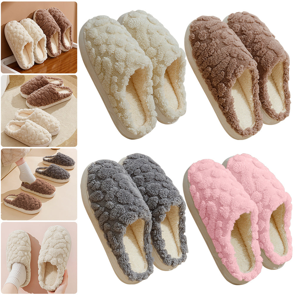 Home Fuzzy Slipper Unisex Cartoon Winter Plush Slipper Anti-Skid Soft Soled Cotton Shoes Comfy Outdoor Couple Slippers