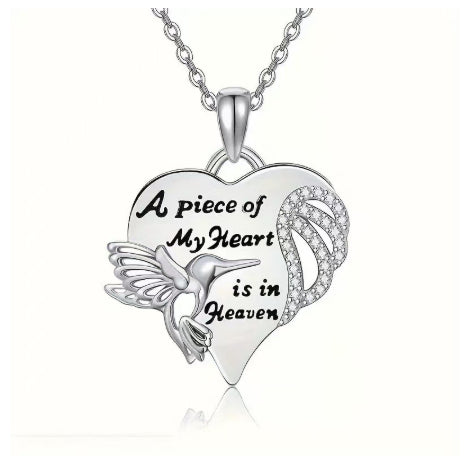 Hummingbird Diamond-Encrusted Heart Necklace