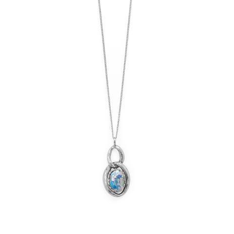 Oxidized Double Oval Link Ancient Roman Glass Necklace The Artisan Square